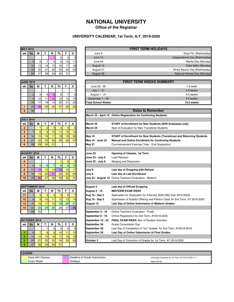 NU.Calendar.AY20192020.Term11 National University