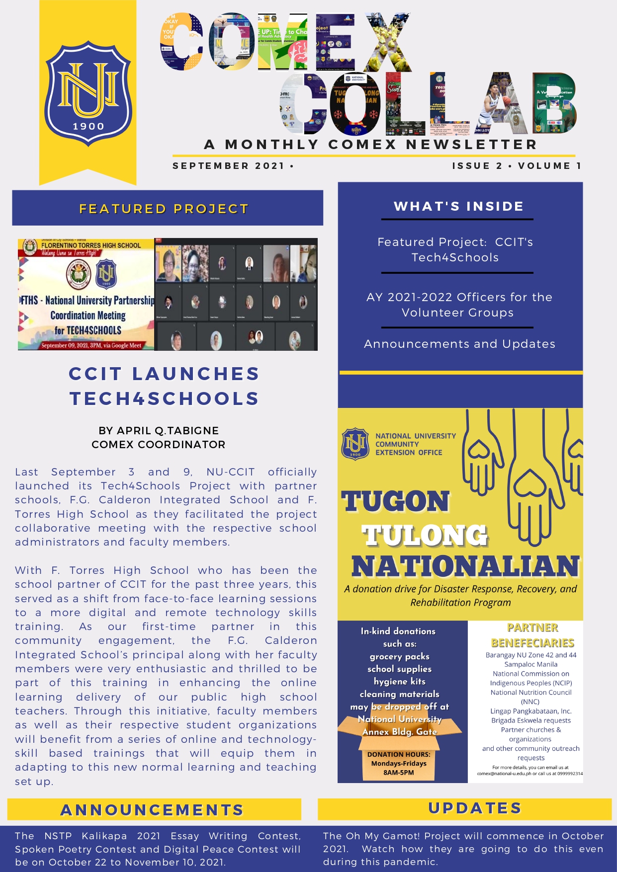 ComEx Collab Newsletter Issue 2 | Volume 1 | National University