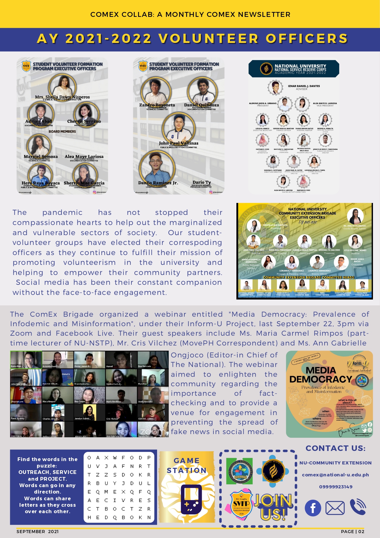 ComEx Collab Newsletter Issue 2 | Volume 1 | National University