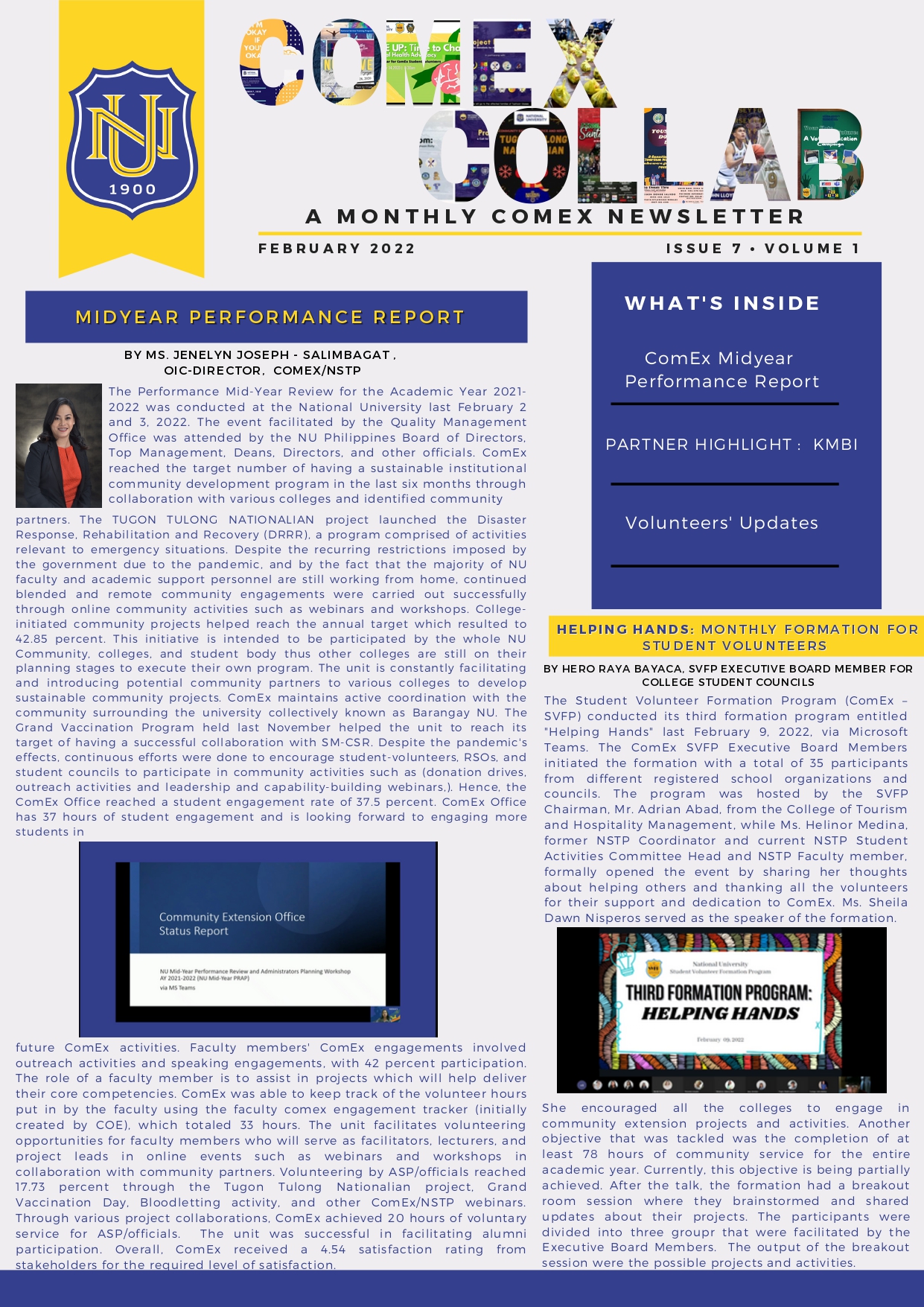 ComEx Collab Newsletter Issue 7 | Volume 1 | National University