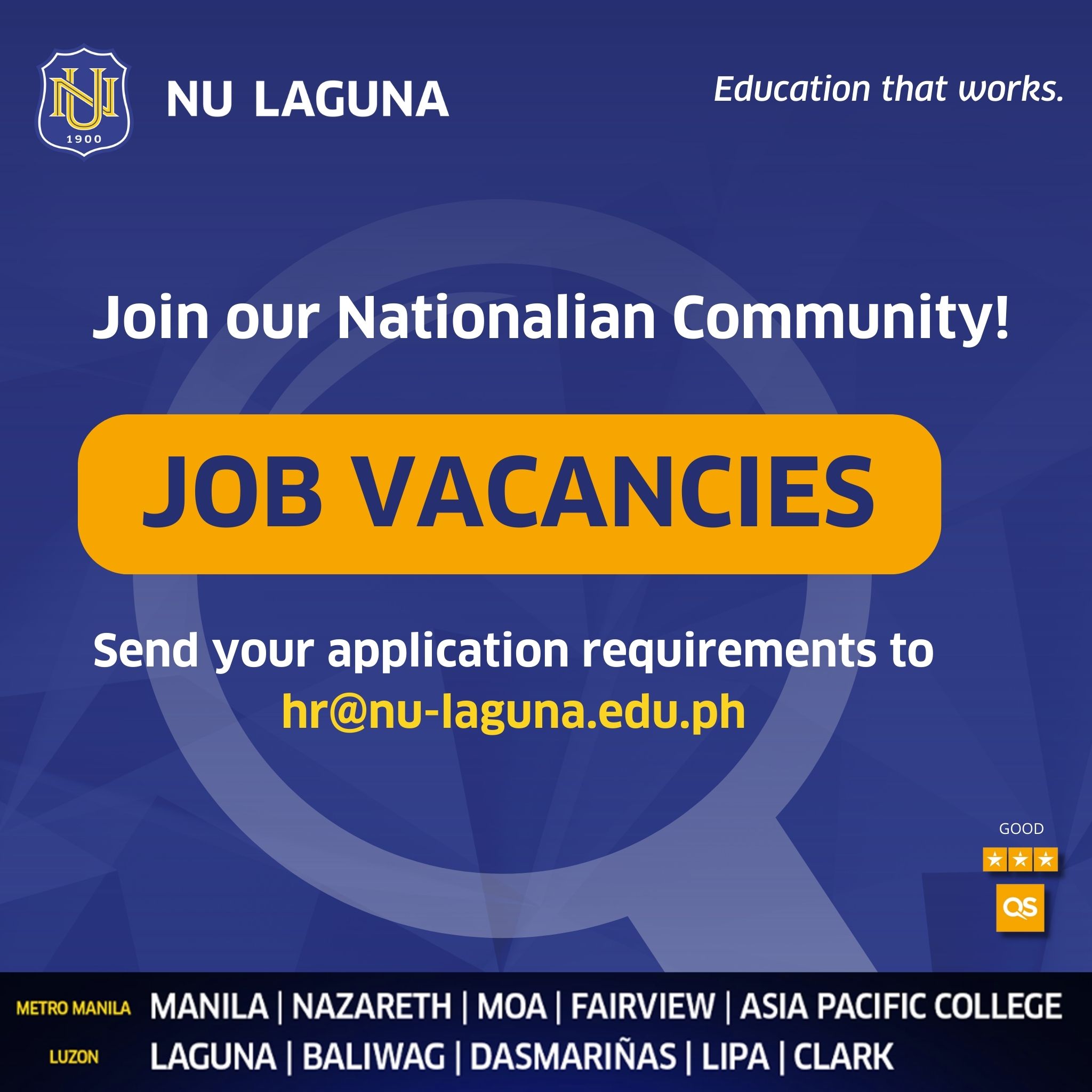 We are looking for new members of NU Laguna! National University