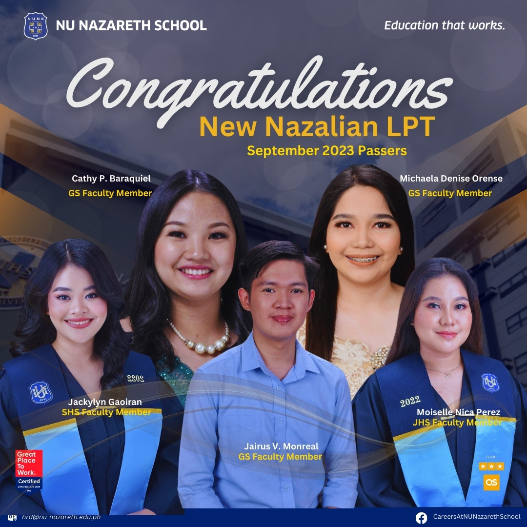 Congratulations, New Nazalian LPT! September 2023 Passers National